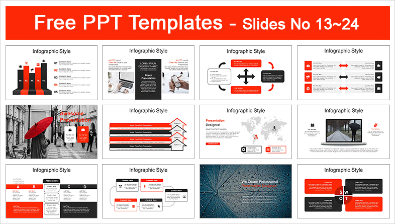  Stand Out Red Umbrella PowerPoint Templates			 