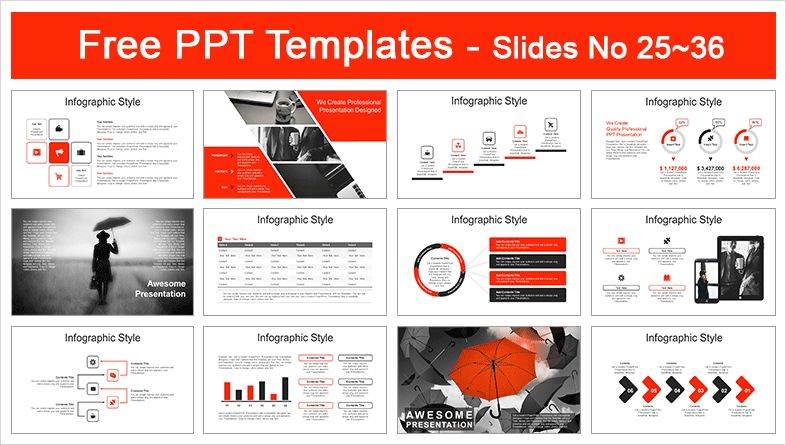  Stand Out Red Umbrella PowerPoint Templates			 