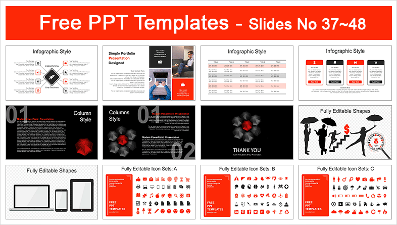  Stand Out Red Umbrella PowerPoint Templates			 