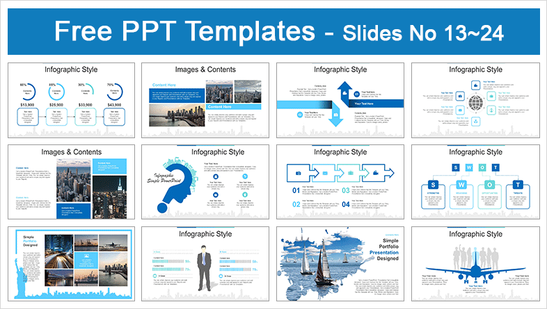  Statue of Liberty New York Skyline PowerPoint Templates			 