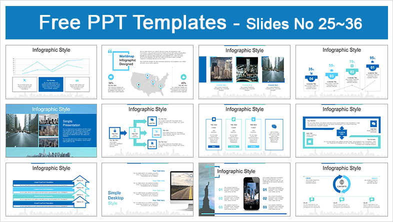  Statue of Liberty New York Skyline PowerPoint Templates			 