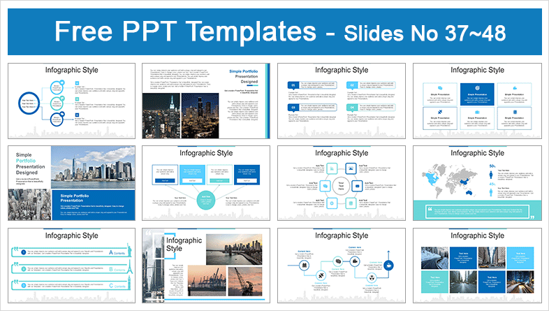  Statue of Liberty New York Skyline PowerPoint Templates			 