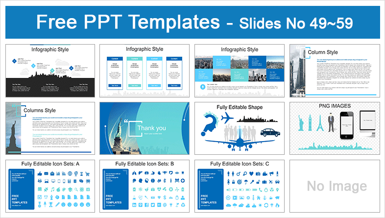  Statue of Liberty New York Skyline PowerPoint Templates			 