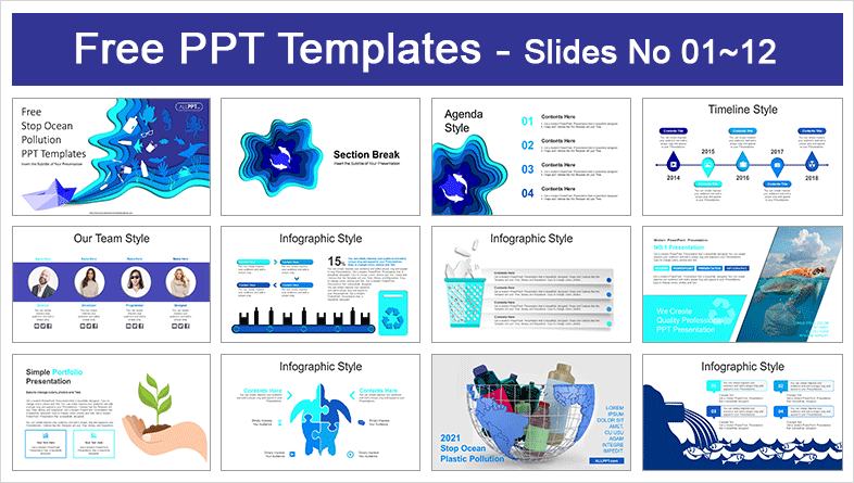  Stop Ocean Plastic Pollution PowerPoint Templates			 