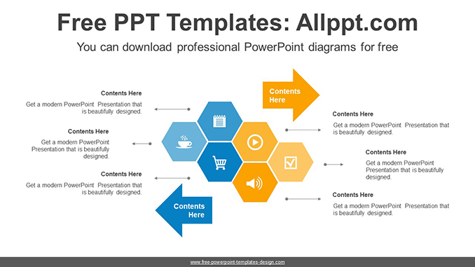  Three hexagon symmetric PowerPoint Diagram			 