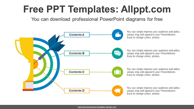  Trophy Target Hit PowerPoint Diagram			 