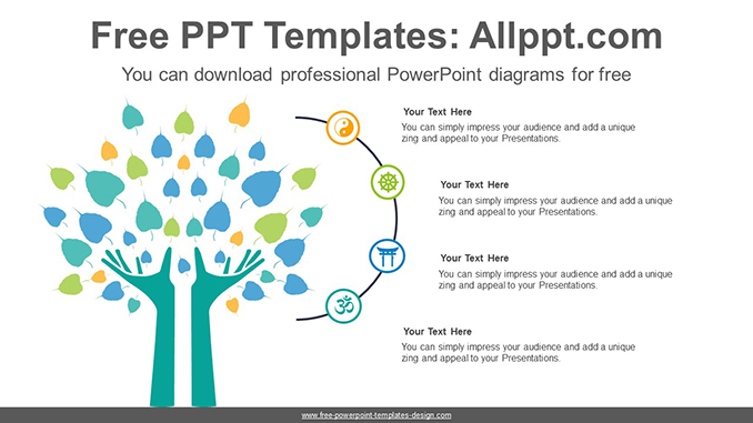  Two Hand Tree PowerPoint Diagram			 