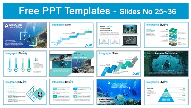  Underwater Scuba Diving PowerPoint Templates			 