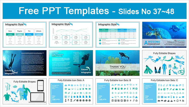  Underwater Scuba Diving PowerPoint Templates			 