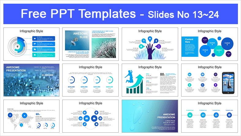  Water Drop Splash PowerPoint Templates			 