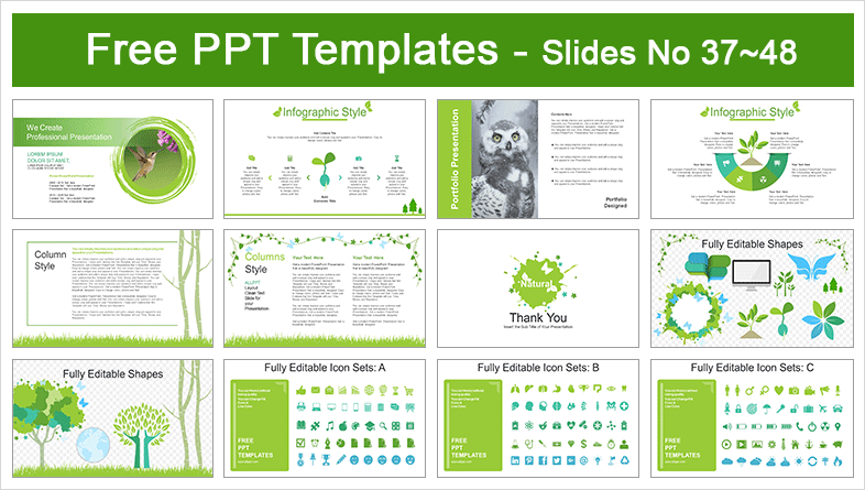  Watercolor Butterflies Tree PowerPoint Templates			 