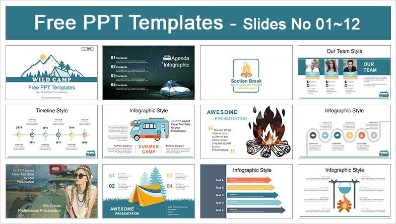  Wild Camp PowerPoint Templates			 